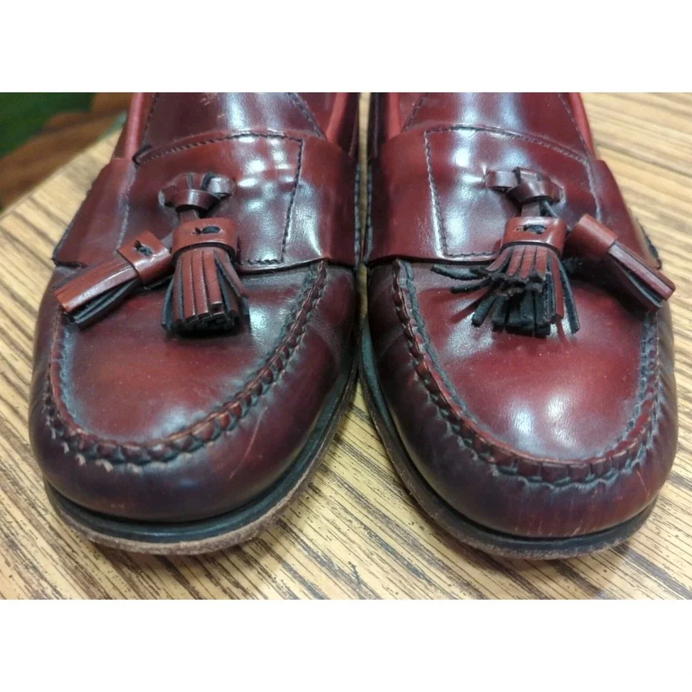 Men's‎ Land's End Burgundy/Brown Leather Lined Tassel Loafers Size 9.5 M